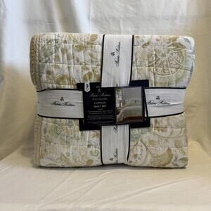 Brooks Brothers Cotton Quilt Set Full/Queen Floral 3 Piece Bedding NEW